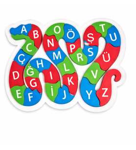 Lina Hobby Çocuklar İçin Eğitici ABC Harf Öğretici Renkli Yılan Puzzle - Dayanıklı PLA Materyal