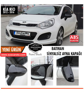 Kia Rio Sinyalsiz 2012-2016 Uyumlu Batman Yarasa Ayna Kapağı Piano Black ABS Plastik