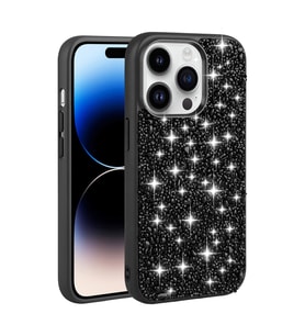 Vendas iPhone 14 Pro Uyumlu Linea Serisi Parlak Taşlı Tasarımlı Magic Fashion Kılıf (Siyah)