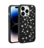 Vendas iPhone 14 Pro Uyumlu Linea Serisi Parlak Taşlı Tasarımlı Magic Fashion Kılıf (Siyah)