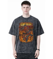 Tasarım One Piece Monkey D. Luffy Anime Baskılı Unisex Oversize Eskitme Yıkamalı Tişört