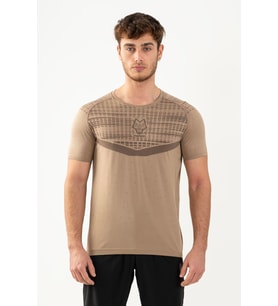 Maraton Active SlimFit Erkek Bisiklet Yaka  Kısa Kol Koşu Açık Vizon T-shirt 821080