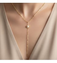 VİP SERİSİ/XUPING JEWELRY GÜNEŞ UZUN ZİRKON TAŞLI KOLYE (Altın Rengi)