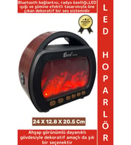 Premium Retro Dekoratif Speaker Ahşap Görünüm LED Işık Nostaljik Şömine Tasarımlı Bluetooth Hoparlör