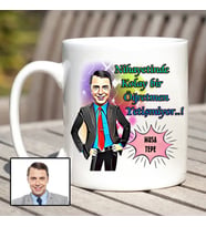 Karikatürlü Erkek Öğretmen Kupa Bardağı (Beyaz)