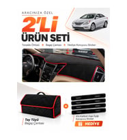 e-biz HYUNDAİ SONATA (2009-2015) Uyumlu Torpido Örtüsü + Tay Tüyü Çanta - Siyah-Kırmızı - HU031