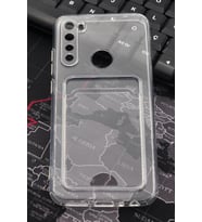 Xiaomi Redmi Note 8 Uyumlu Kredi Kartlıklı Şeffaf Kılıf Kamera Korumalı (Renksiz)