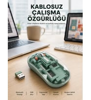 Çift Mod Bağlantılı Kablosuz Mouse Bluetooth ve USB Alıcılı Yeni Nesil