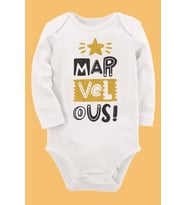 Organik Baskılı Pamuklu Unisex Bebek Body UZUNE265