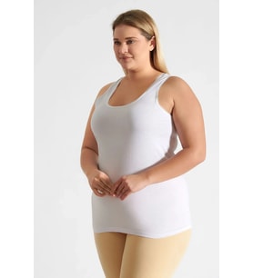Seher Kadın Penye Kaşkorse Atlet-Beyaz-7/3XL