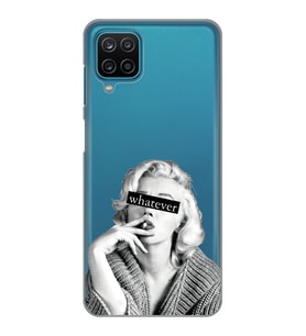 Samsung Galaxy A12/M12 Uyumlu Marilyn Monroe Desenli Şeffaf Telefon Kılıfı