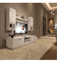 Decoraktiv Eko 5DAB Mdf Dvd Tv Ünitesi Tv Sehpası - Parlak Beyaz (Beyaz)