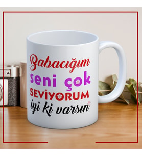İyi ki Varsın Babalar Günü Baskılı Kupa Bardak Kahve Kupa Bardak