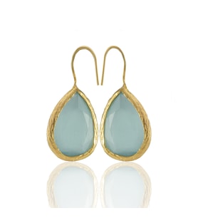 Kadir Jewellery 22 Ayar Altın Kaplama Damla Taşlı Küpe -El İşçiliği Ve Hipoalerjenik Küpe