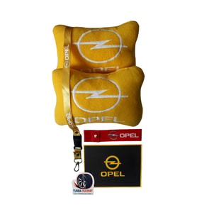 Opel Uyumlu Nakışlı Sarı Araç Polar Ortopedik Seyahat Boyun Yastık / Oto Aksesuar