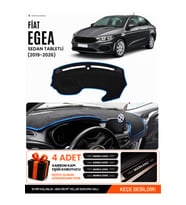 FİAT EGEA SEDAN (2019-2026) TABLETLİ Uyumlu Torpido Örtüsü Torpido Kılıfı - Siyah Mavi