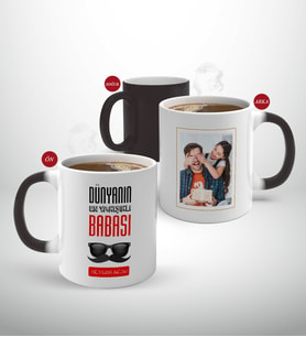 BK Gift Kişiye Özel Babalar Günü Hediyesi Fotoğraflı Sihirli Kupa Bardak-55 (Beyaz)