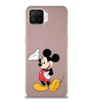 Oppo A73 Soft Premier Kapak Mickey Mouse-C Tasarımlı Silikon Kılıf - Pudra (Şeffaf)