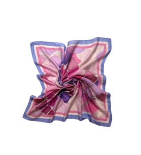 Pembe Mor Geometrik Desenli Eşarp