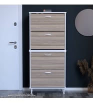 Modilayn UMAY' 2 Li Antre Hol 72 x 168x 25, 5 cm’ lik 4 Düşer Kapak 8 Göz Raf Bölmeli Ayakkabılık