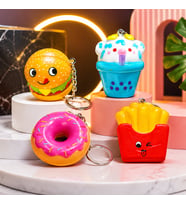 4 ADET MİNİ FAST FOOD SUKUŞİ SET YUMUŞAK DUYUSAL OYUNCAK HAMBURGER PATATES DONOLT CUPCAKE ANAHTARLIK