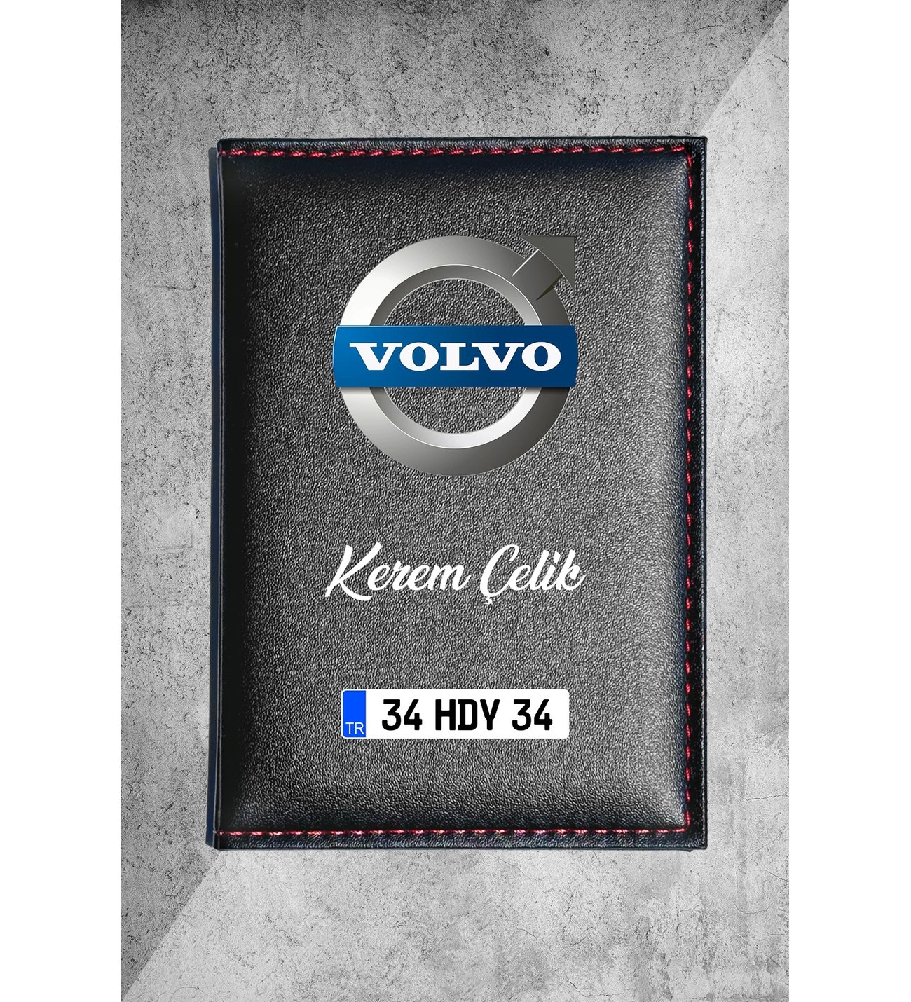 Kişiye Özel Volvo Logolu Termo Deri Ruhsat Kabı