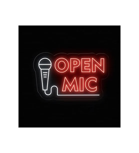 OPEN MIC Yazılı ve Şekilli Neon Tabela