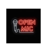 OPEN MIC Yazılı ve Şekilli Neon Tabela