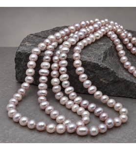 İnci Dizi Gümüş Yansımalı Somon Pembe 9*7 mm – Doğal Doku Royal Seri (63308)
