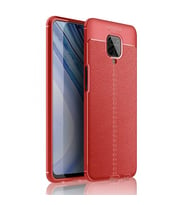 Xiaomi Redmi Note 9S Deri Görünümlü Silikon Kırmızı