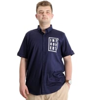 Mode XL Erkek Büyük Beden Gabardin Gömlek INTROVERT 23304 Lacivert
