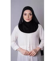 Siyah Pratik Hazır Geçmeli Şal Şifon Kumaş Hijab Bone 3009_01