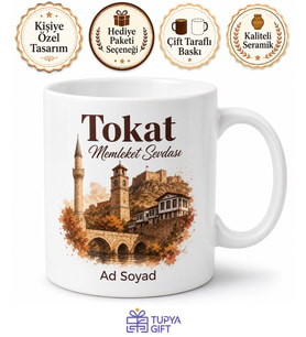 Tokat Memleket Sevdası Yazılı Kupa Bardak Hemşehri Hediye