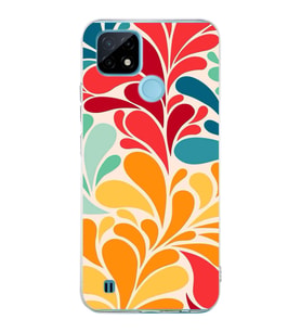 PrintiFy Realme C21  ile Uyumlu 1mm Slim Fit Retro Renkler 5 Baskılı Şeffaf  Kılıf