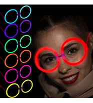 Glow Parti Gözlüğü Glow Partisi Yuvarlak Şekilli Fosforlu Gözlük 6 Adet