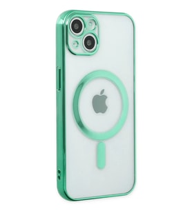 Newface Apple iPhone 14 Plus Kılıf Magneticsafe Lazer Silikon - Haki Yeşil