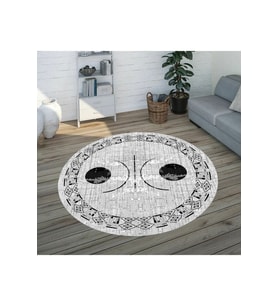 Eliana Home Baskılı, Yıkanabilir Kaymaz Taban Yuvarlak Halı LNA7320-SD1069 120x120 cm (Gri)