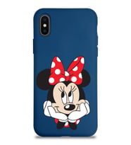 Apple iPhone X Uyumlu Lansman Kılıf Minnie Mouse Tasarımlı Altı Kapalı İçi Kadife Kaplı  Kapak (Şeffaf)