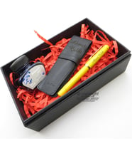 Scrikss İkili Kalem Kılıfı + 419 Sarı Dolma Kalem + Pelikan Mürekkep Hediyelik Set - SVG198 İsme Özel Defter Kalem Kutulu Set