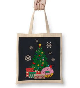 Happy Doughnut Around The Christmas Tree Bez Çanta Uzun Saplı