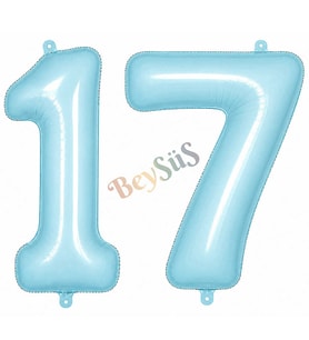 17 Rakam Folyo Balon Mavi Rengi (76 cm)