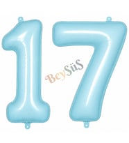 17 Rakam Folyo Balon Mavi Rengi (76 cm)