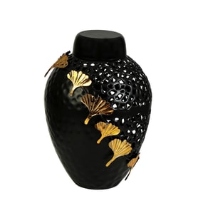 Vitale Relief Siyah Altın Vazo 46 cm AK.JB0199