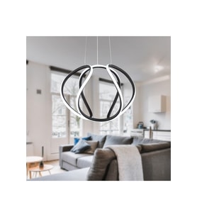 Modern Siyah Sarkıt 56W, 3 Renkli LEDli Mutfak ve Salon Aydınlatması