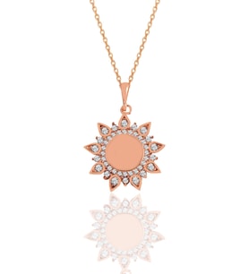 Söğütlü Silver Gümüş rose zirkon taşlı sunflowers güneş kolye