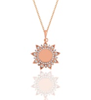 Söğütlü Silver Gümüş rose zirkon taşlı sunflowers güneş kolye