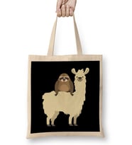 Cute & Funny Sloth Riding Llama Bez Çanta Uzun Saplı