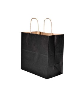 Burgu Saplı Siyah Kağıt Çanta 33x20x32 cm - 25 Adet