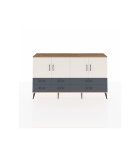 Arges Konsol 6 Raflı 6 Çekmeceli 4 Kapaklı 176x30x99 Çam-Aytaşı/Antrasit