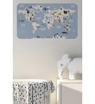 Eğitici Dünya Haritası Dünya Atlası Çocuk Ve Bebek Odası Duvar Sticker-60x105-3789